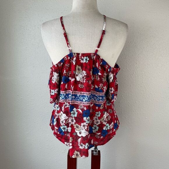NWT Self Esteem Shoulder-less Floral Top Size L - Picture 3 of 8